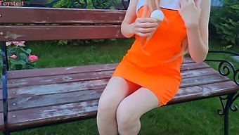 Public Masturbation With Vibrator On A Park Bench By A Sexy Girl