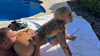Kali Roses And Teddy Tarantino In A Hot Scene At The Poolside.