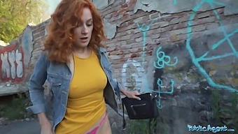 European Redhead Gives A Public Blowjob And Gets Fucked Doggy Style