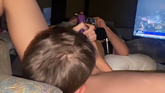 Bisexual Caretaker And Her Partner Explore A New Sex Toy With Purple Hair And Outfit