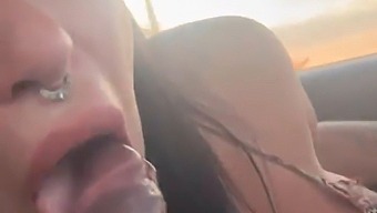 Melissa Lisboa Skillfully Performs Oral Sex And Produces Milk During A Car Ride