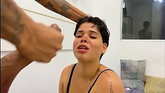 A Curvy White Wife Giving A Blowjob