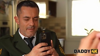 Stepdad And Soldier Engage In Steamy Threesome With Busty Nikki Nuttz
